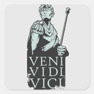 Veni Vidi Vici Julius Caesar Roman Fyrkantigt Klistermärke