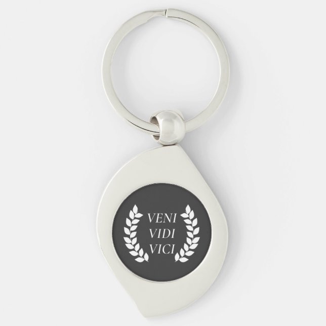Veni Vidi Vici Swirl Silverfärgad Nyckelring (Framsidan)