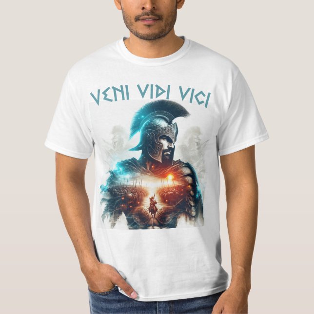Veni vii vici Roman warrior centurion armor T Shirt (Framsida)
