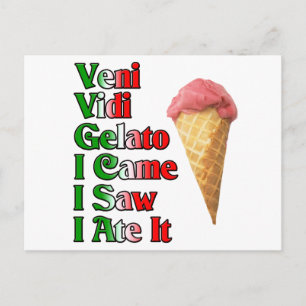 Veni Vini Gelato (jag kom jag såg jag åt den) Vykort