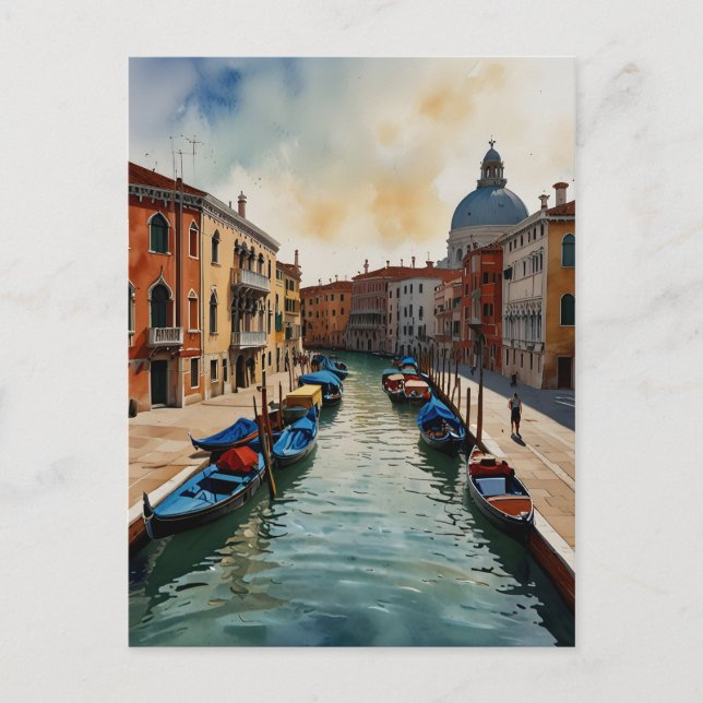 Venice akvarell konst vykort (Framsida)