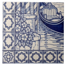 Venice Azulejo Mural Kakelplatta 5 av 6 Nere till