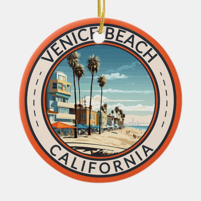 Venice Beach California Boardgångpromenavel Art Re Julgransprydnad Keramik (Framsidan)