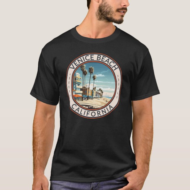 Venice Beach California Boardgångpromenavel Art Re T Shirt (Framsida)