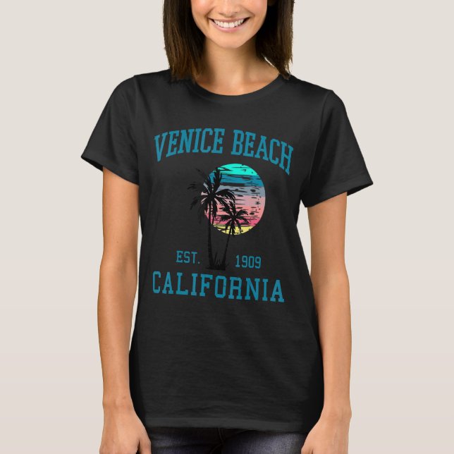 Venice Beach California Påsklov Beach Handflatan T Shirt (Framsida)