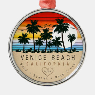 Venice Beach California Retro Handflatan träd Souv Julgransprydnad Metall