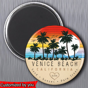 Venice Beach California Retro Handflatan träd Souv Magnet
