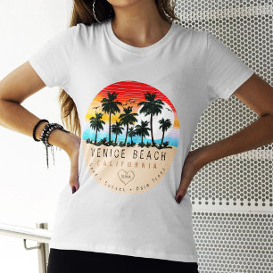Venice Beach California Retro Handflatan träd Souv T Shirt