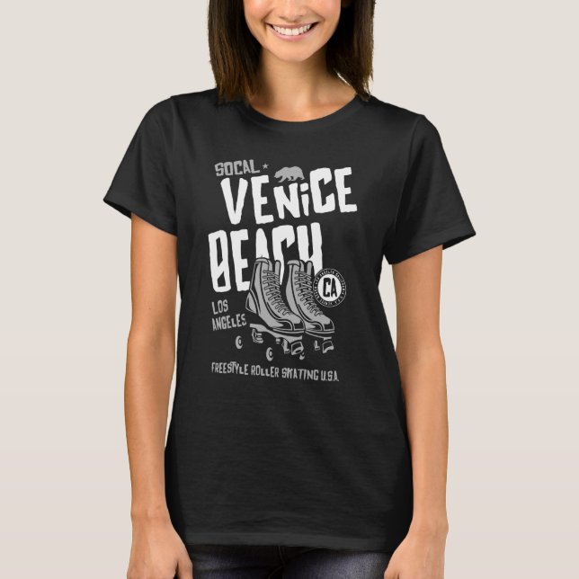 Venice Beach California Retro Roller Skate 12 T Shirt (Framsida)