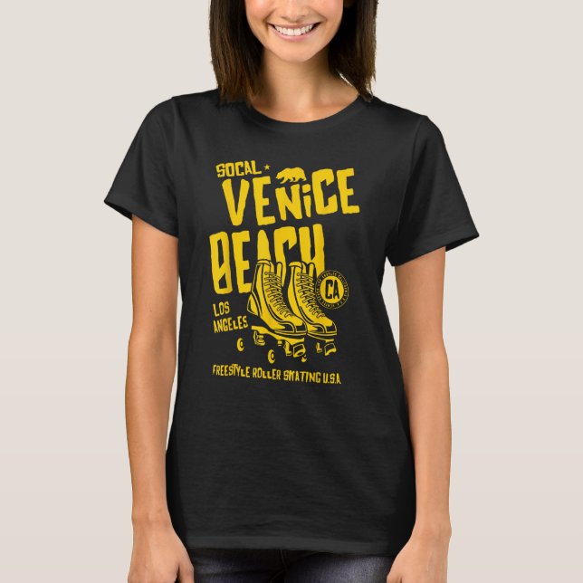 Venice Beach California Retro Roller Skate 8 T Shirt (Framsida)