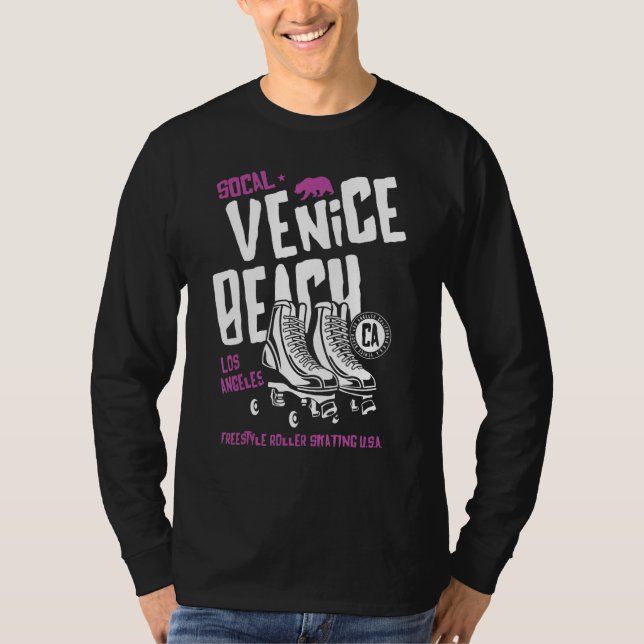 Venice Beach California Retro Roller Skate 9 T Shirt (Framsida)