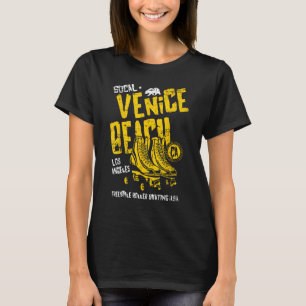 Venice Beach California Retro Roller Skate Distres T Shirt