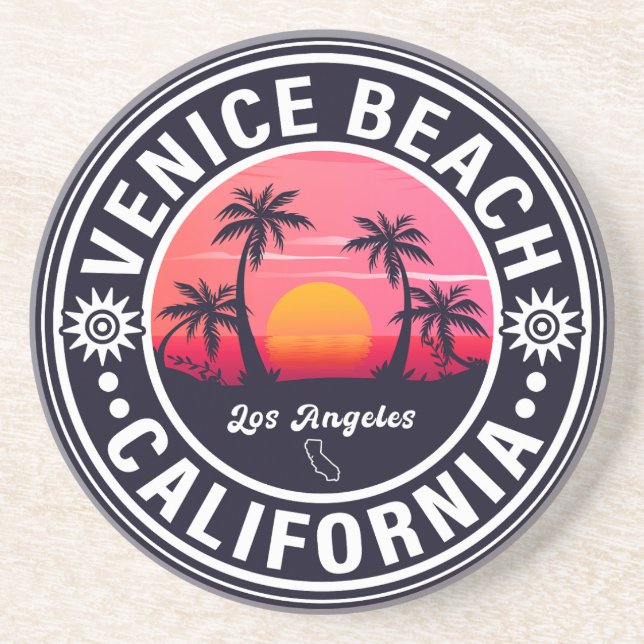 Venice Beach California Retro Sunset Souvenirs 60- Underlägg (Framsidan)