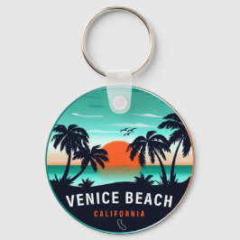 Venice Beach California Retro Sunset Souvenirs 80 Nyckelring