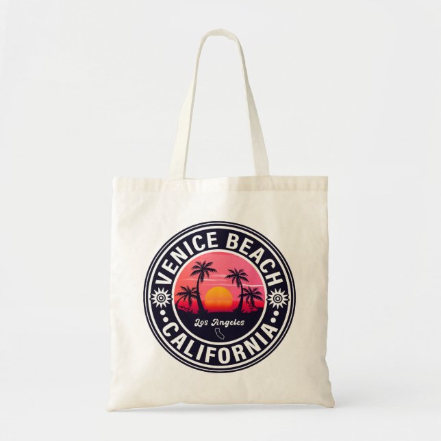 Venice Beach California Retro Sunset Souvenirs 80- Tygkasse (Framsidan)