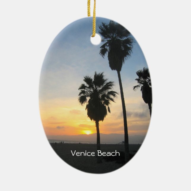 Venice Beach California Sunset Souvenir Julgransprydnad Keramik (Baksidan)