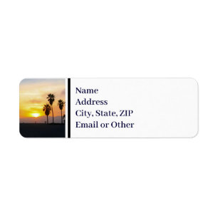 Venice Beach California Sunset Souvenir Label Returadress Etikett