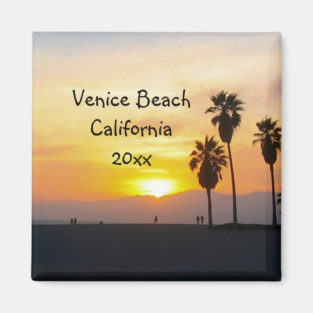 Venice Beach California Sunset Souvenir Magnet (Framsidan)