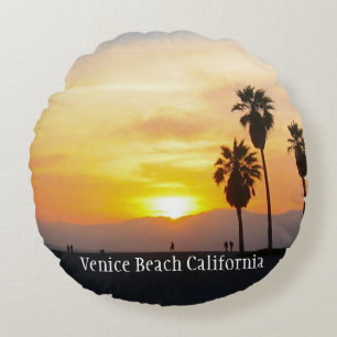 Venice Beach California Sunset Souvenir Round Pill Rund Kudde