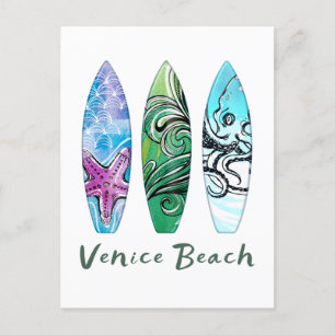 Venice Beach California Surfbrädor Vykort