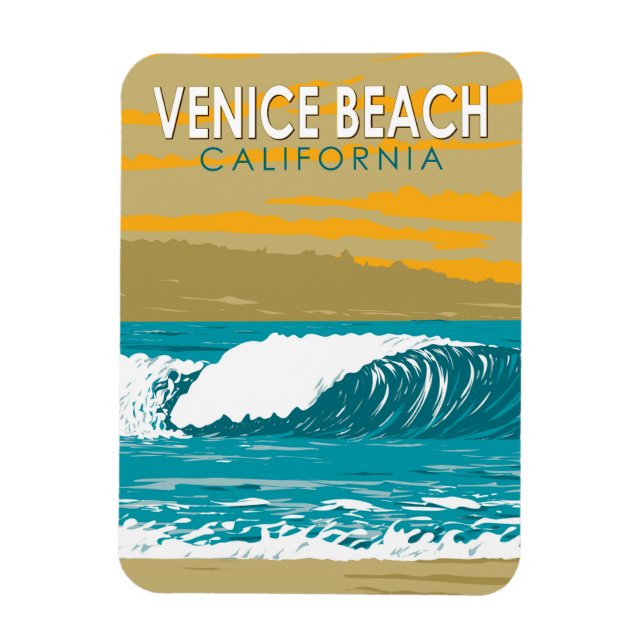 Venice Beach California Travel Art Vintage Magnet (Vertikal)