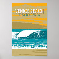 Venice Beach California Travel Art Vintage