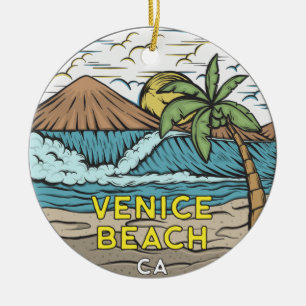 Venice Beach California Vintage Julgransprydnad Keramik