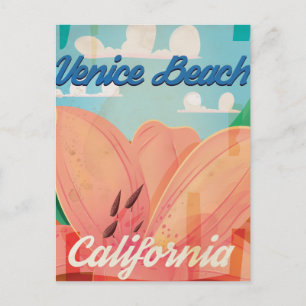 Venice Beach California Vintage resor Poster Vykort