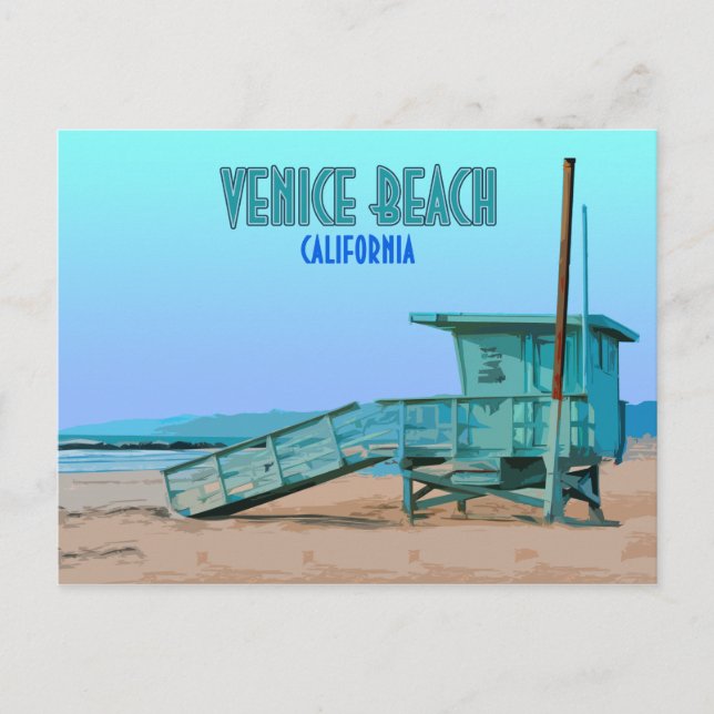 Venice Beach California Vintage Vykort (Framsida)