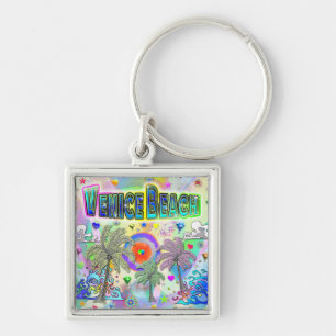 Venice Beach Deep Dream Keychain Fyrkantig Silverfärgad Nyckelring