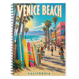 Venice Beach Kalifornien Färgglada Surfbrädor Affi Anteckningsbok