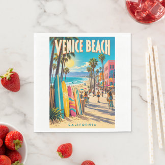 Venice Beach Kalifornien Färgglada Surfbrädor Affi Pappersservett