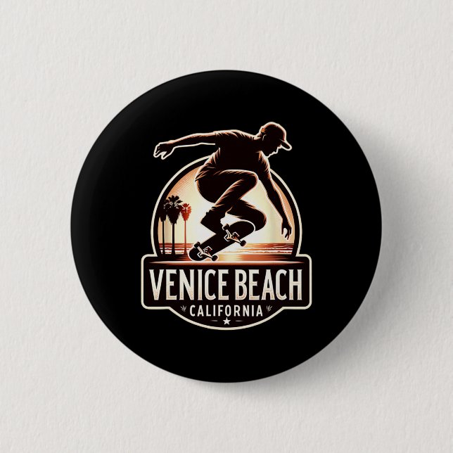 Venice Beach Kalifornien Skateboardåkning Knapp (Framsida)