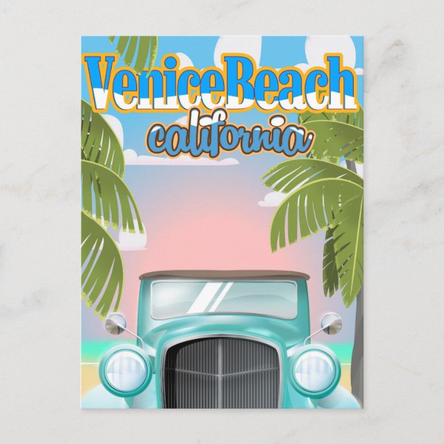 Venice Beach kalifornien vintage affisch. Vykort (Framsida)