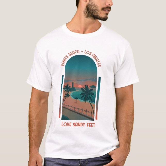 Venice Beach Los Angeles Love Sandy Feet T Shirt (Framsida)