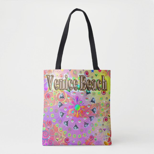 Venice Beach Lucky Golden Tote Bag Tygkasse (Framsida)
