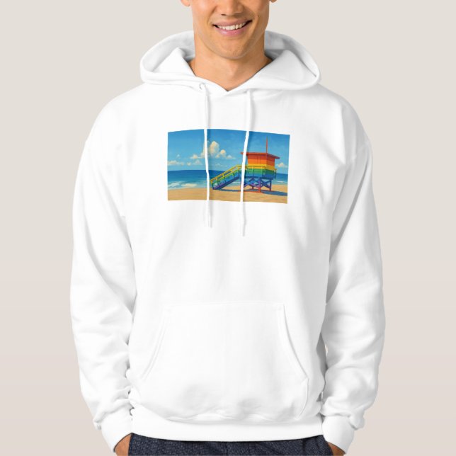 Venice Beach Rainbow Lifeguard Stat Hoodie (Framsida)