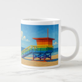 Venice Beach Rainbow Lifeguard Stat Jumbo Mugg