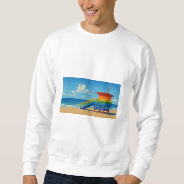 Venice Beach Rainbow Lifeguard Stat Lång Ärmad Tröja (Framsida)