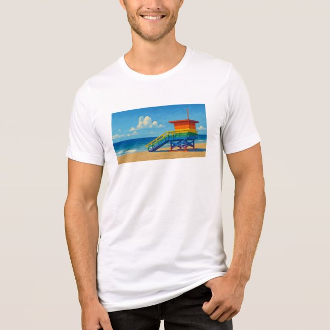 Venice Beach Rainbow Lifeguard Stat T Shirt (Framsida)