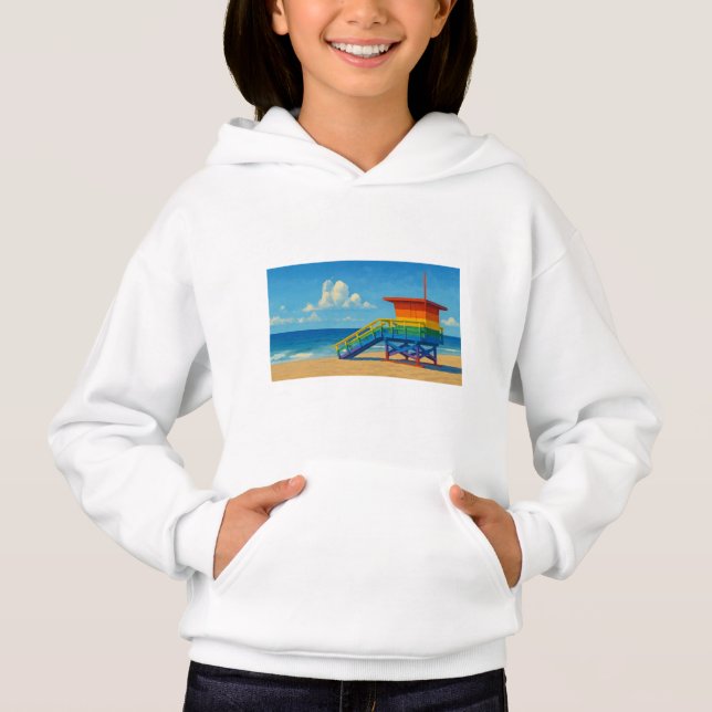 Venice Beach Rainbow Lifeguard Stat T Shirt (Framsida)