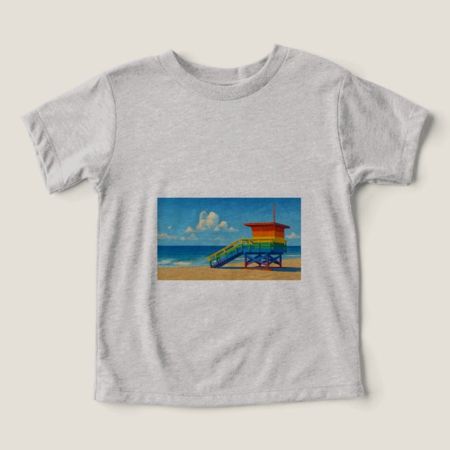 Venice Beach Rainbow Lifeguard Stat T Shirt (Design Framsida)