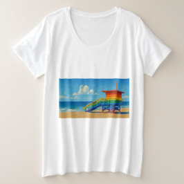 Venice Beach Rainbow Lifeguard Stat T Shirt