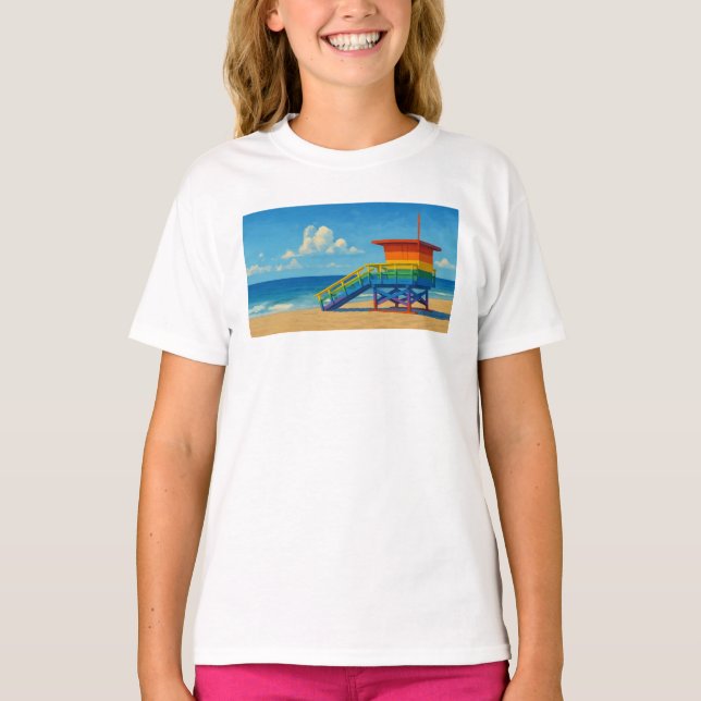 Venice Beach Rainbow Lifeguard Stat T Shirt (Framsida)