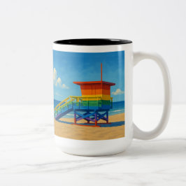 Venice Beach Rainbow Lifeguard Stat Två-Tonad Mugg