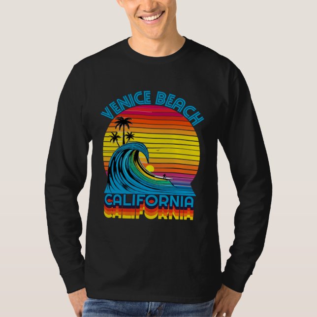 Venice Beach Retro Throwback Surf & Beach Souvenir T Shirt (Framsida)
