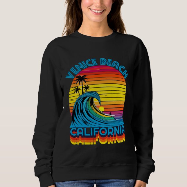 Venice Beach Retro Throwback Surf & Beach Souvenir T Shirt (Framsida)