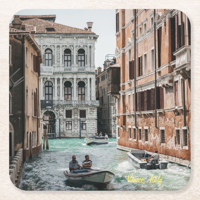 Venice Boat Canal Underlägg Papper Kvadrat (Framsidan)