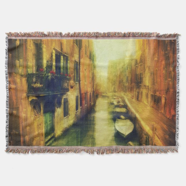 Venice Canal Balkong Målning Filt (Framsidan)