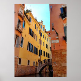 Venice Canal Bridge Brick Wall Architecture Poster